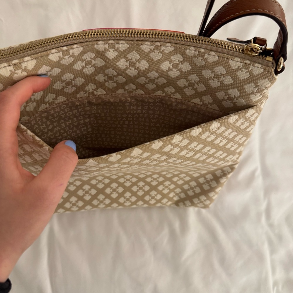 Kate Spade Victoria Red and Pink Stripe Signature Crossbody - Picture 9 of 12